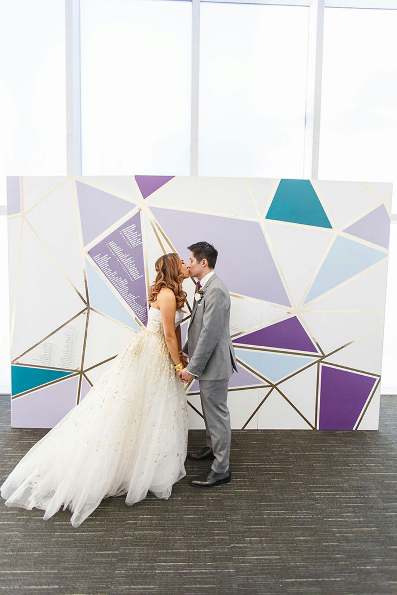 Purple and blue wedding backdrop | PartySlate