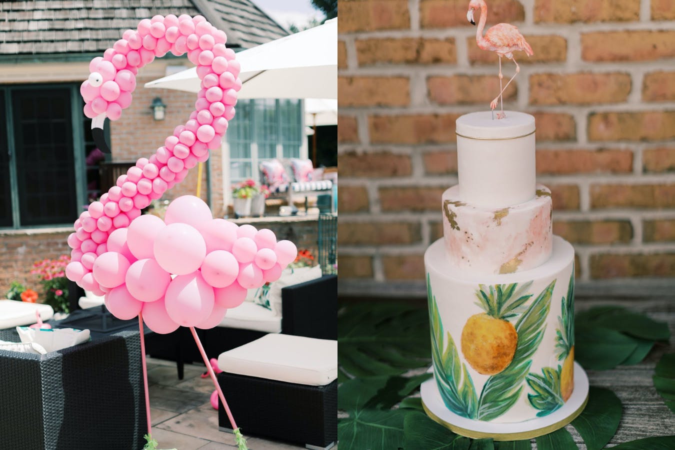 Flamingo-Themed Baby Shower With Pink Flamingo Balloon Structure and Flamingo-Topped Cake | PartySlate