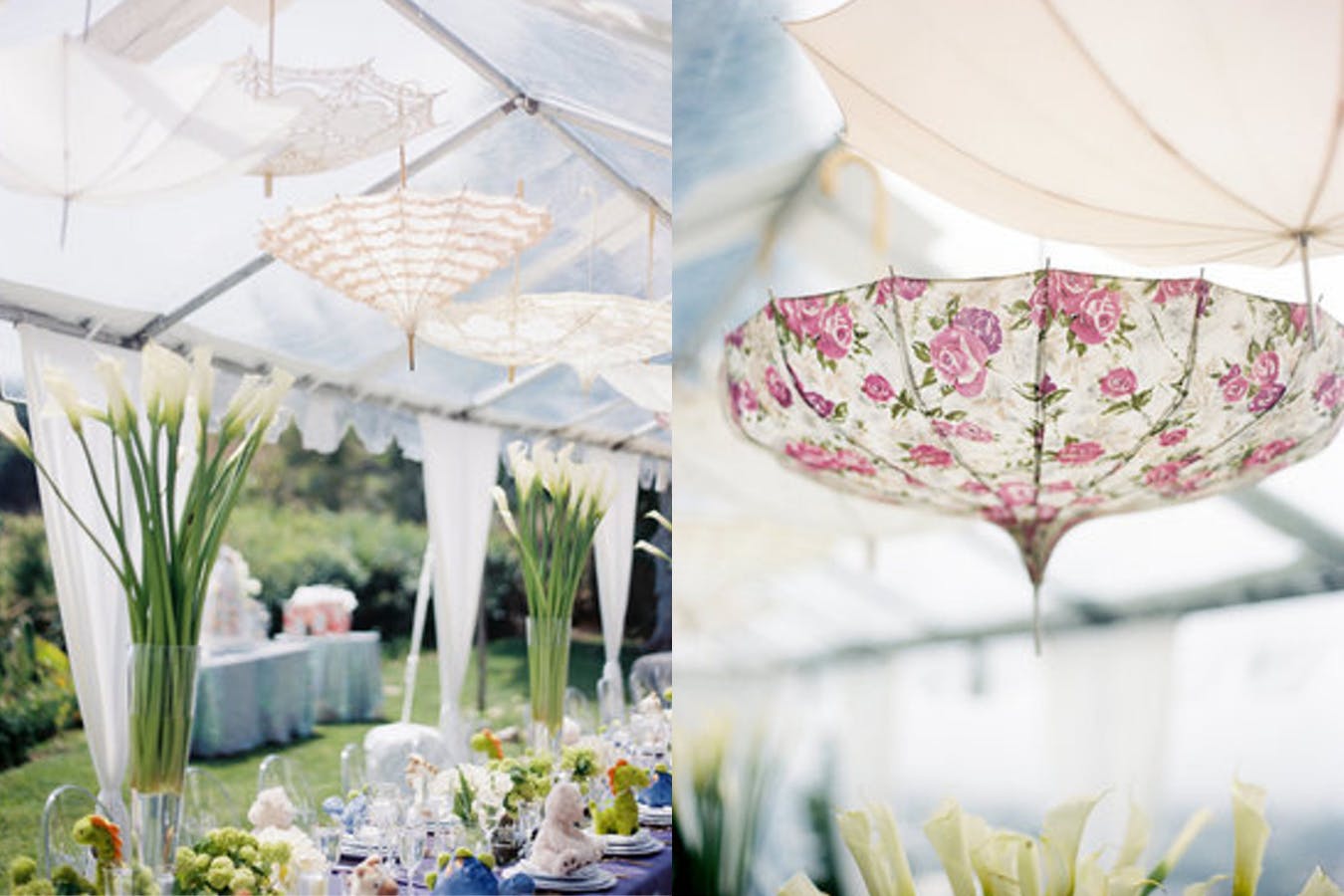 Transparent Tent Rain-Themed Baby Shower With Umbrella Ceiling Installation | PartySlate