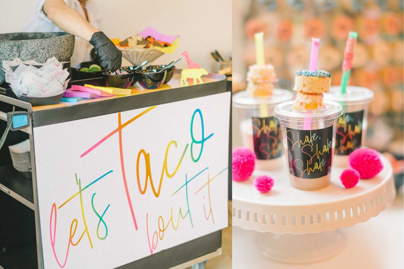 Colorful Baby Shower With Taco Station and Snacks | PartySlate