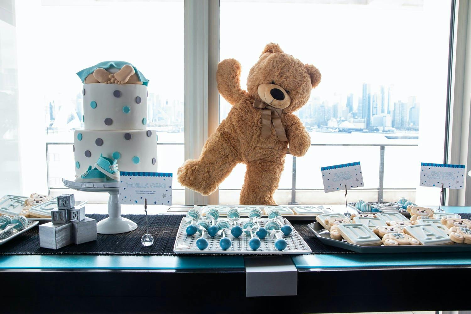 Teddy Bear-Themed Baby Shower With Blue-Toned Dessert Table | PartySlate