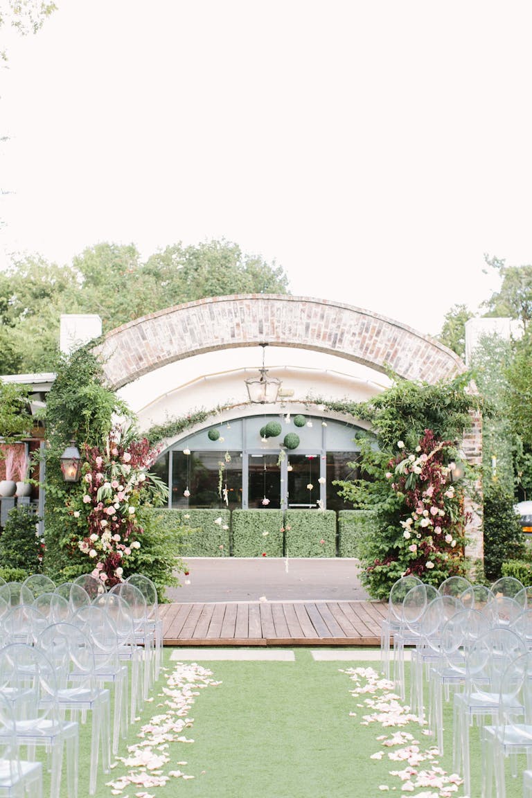 Romantic Outdoor Wedding Ceremony at Hughes Manor in Houston, TX | PartySlate