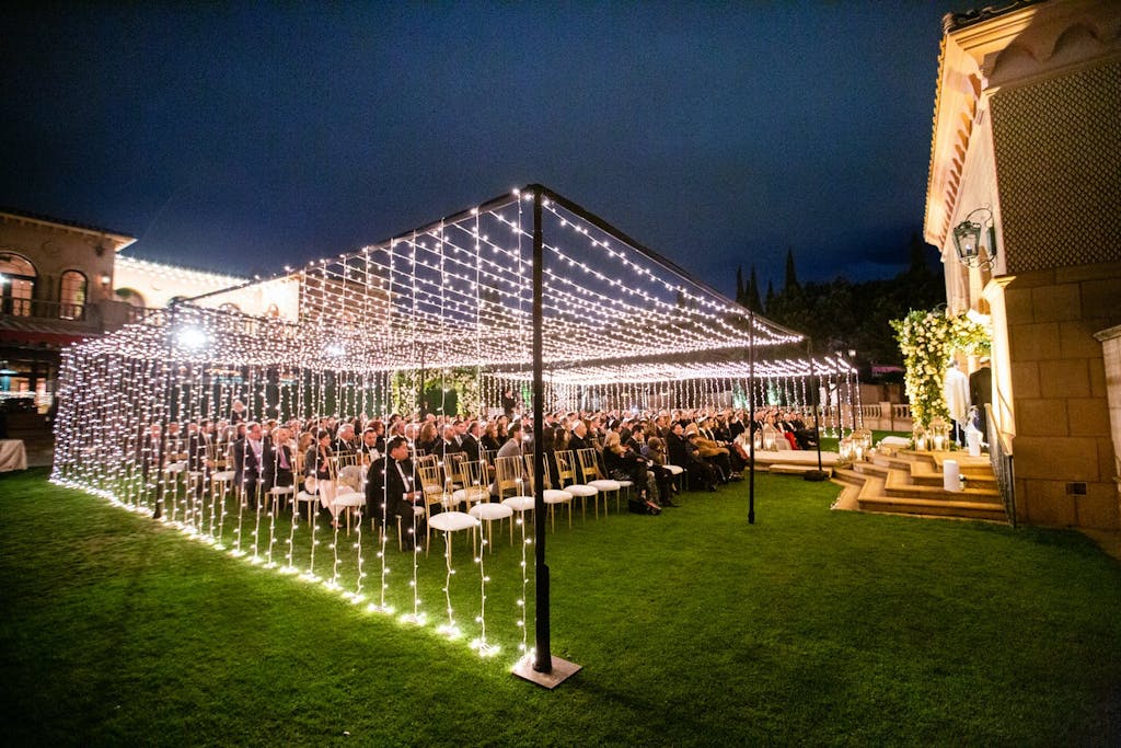 Summer Night Wedding With String Light Wedding Tent | PartySlate