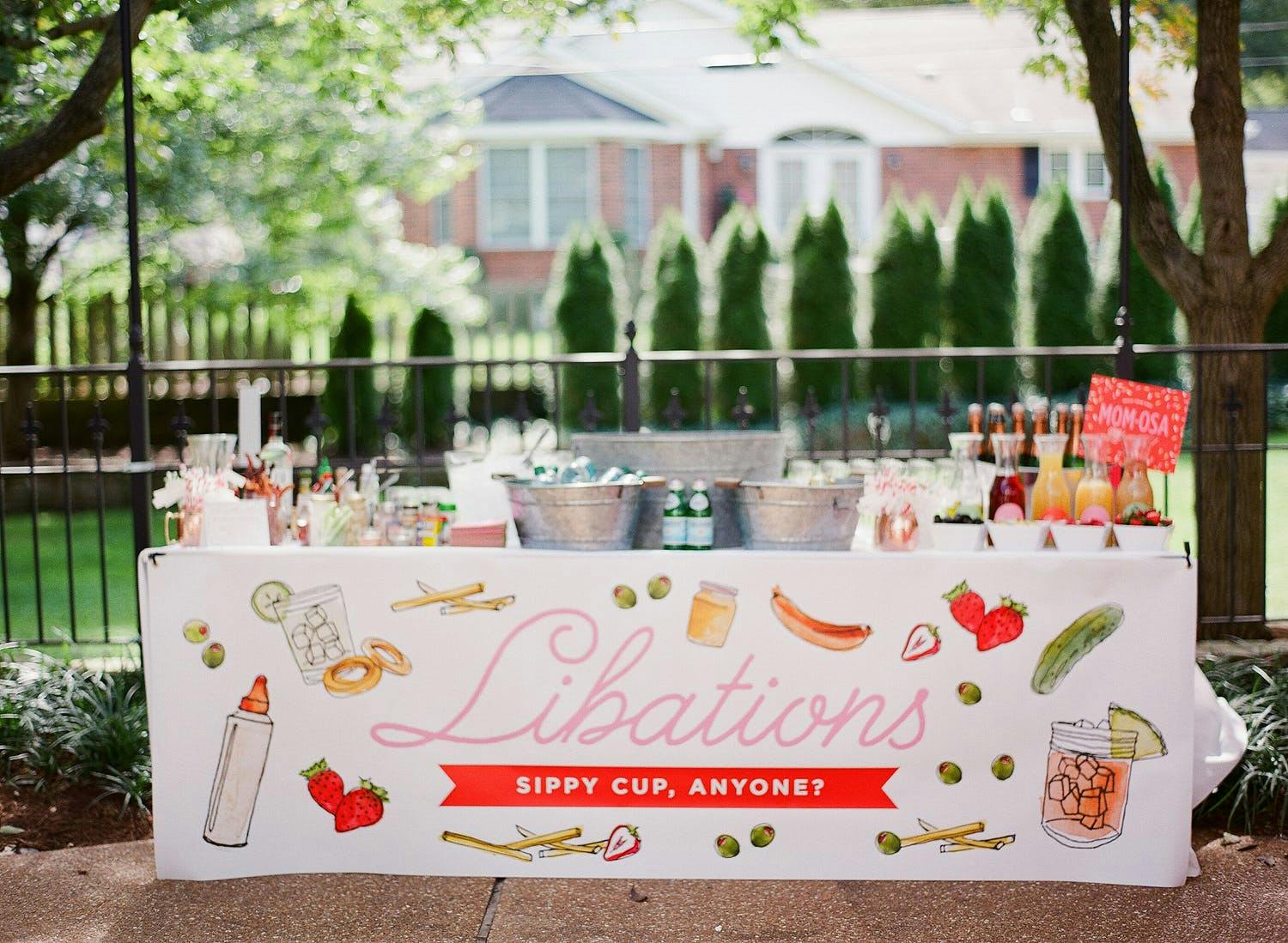 Libations Station at Outdoor Baby Shower | PartySlate