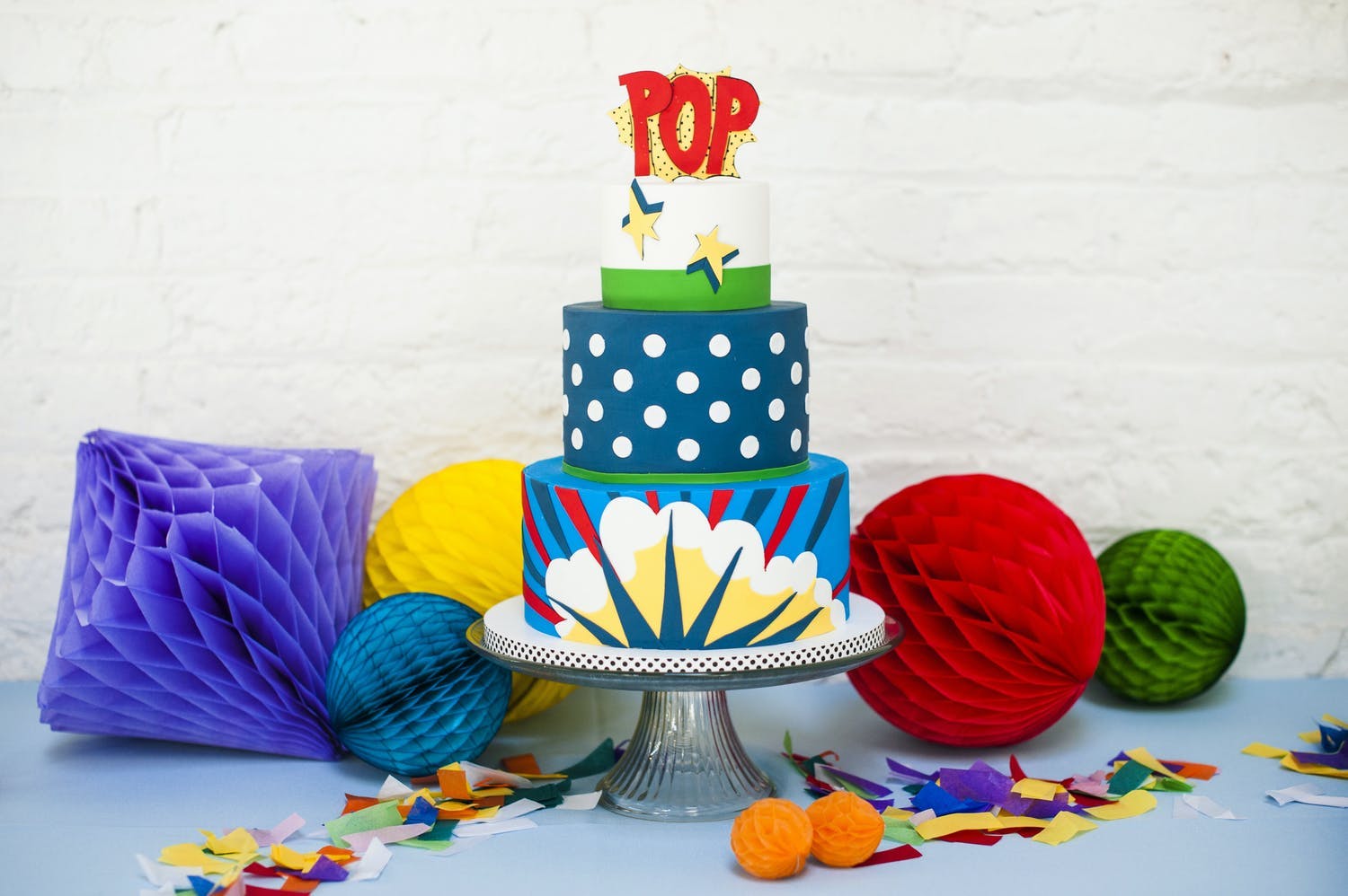Pop Art-Themed Cake and Décor at Baby Shower | PartySlate
