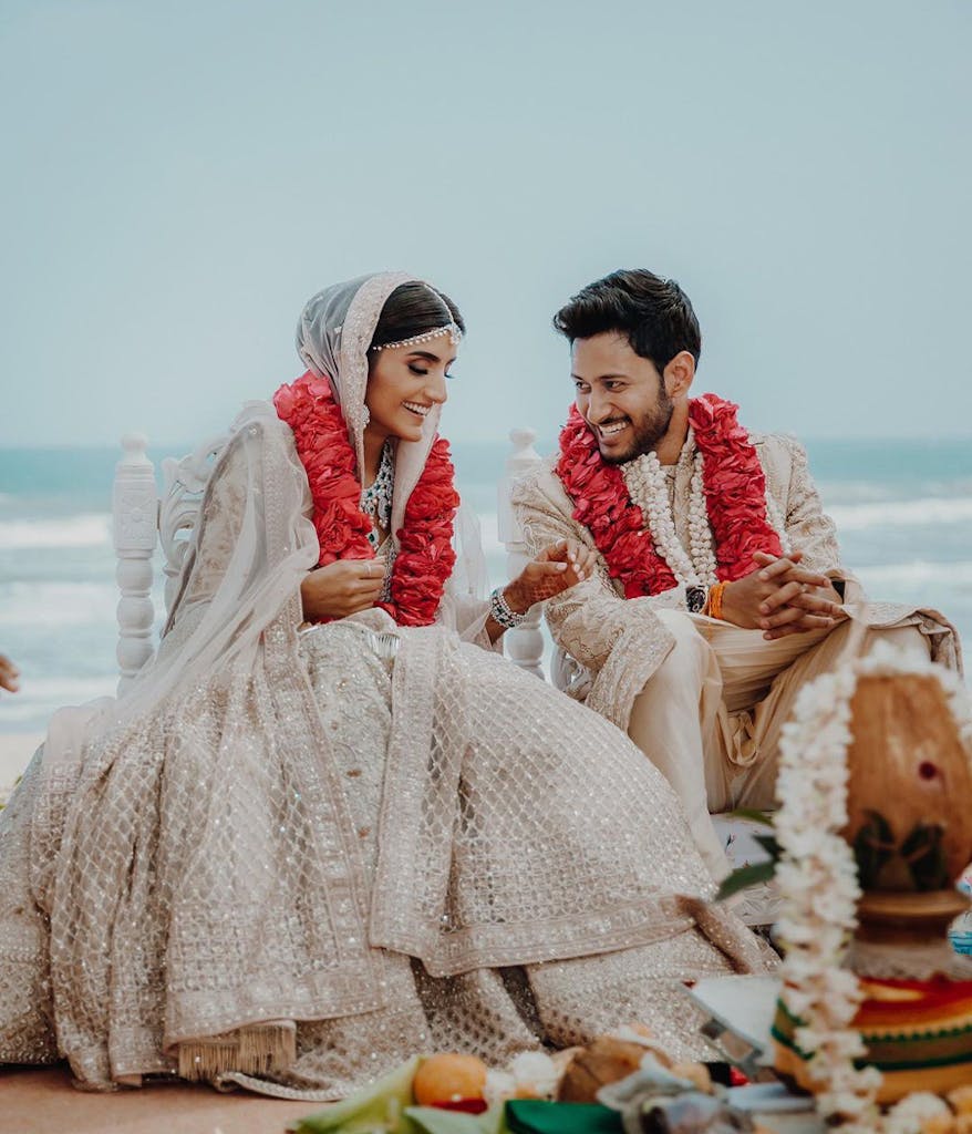 Indian couple getting married on a beach from The Big Day on Netflix