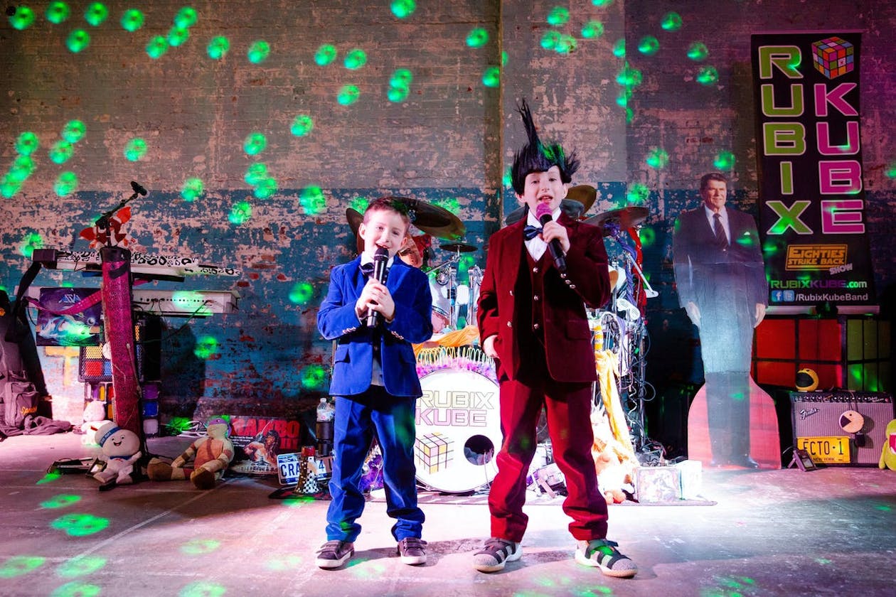 Two boys in Velvet Suits Sing at 80s Theme Party | PartySlate