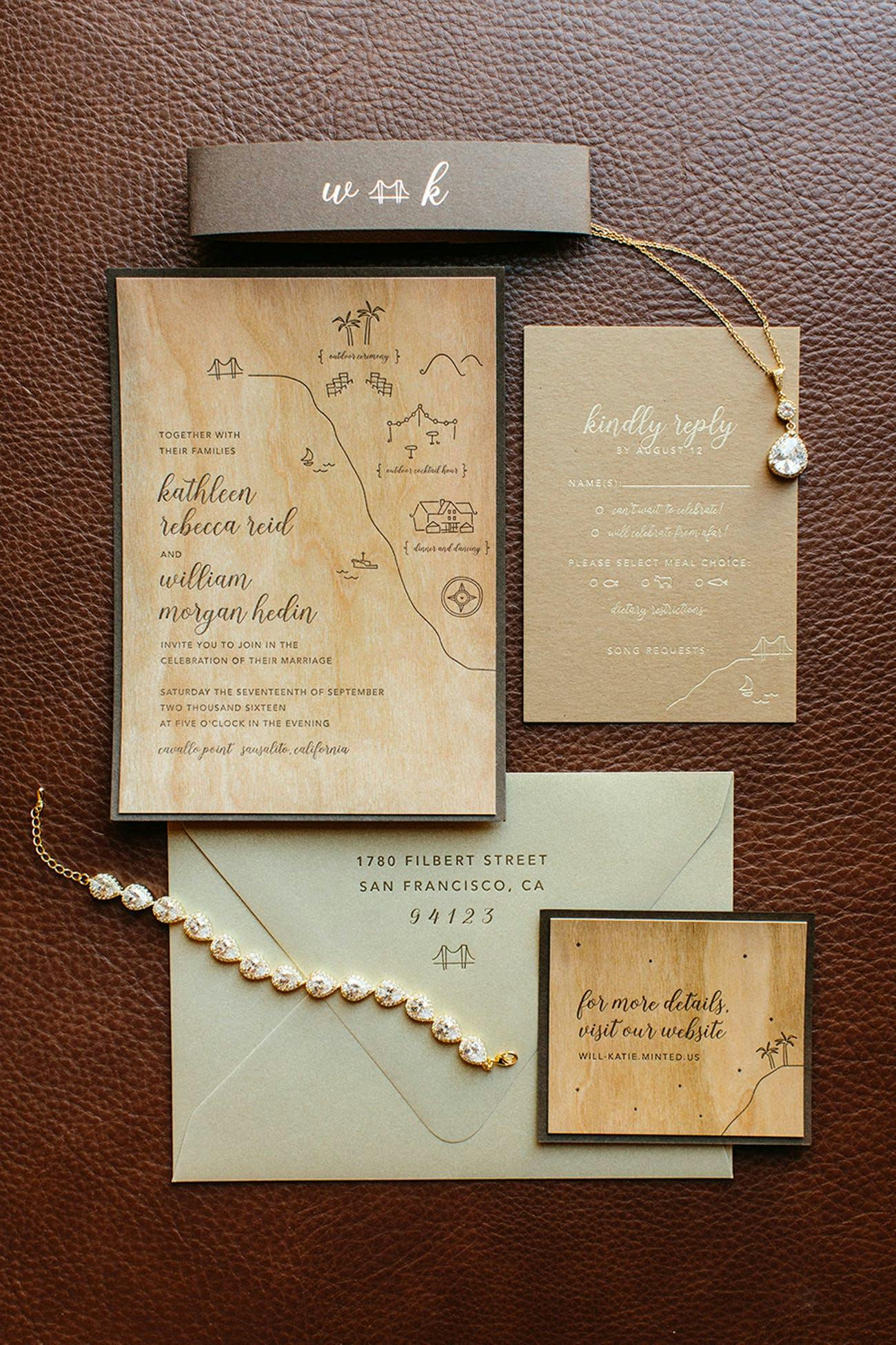 Wooden Wedding Invitations and Wedding Jewelry | PartySlate