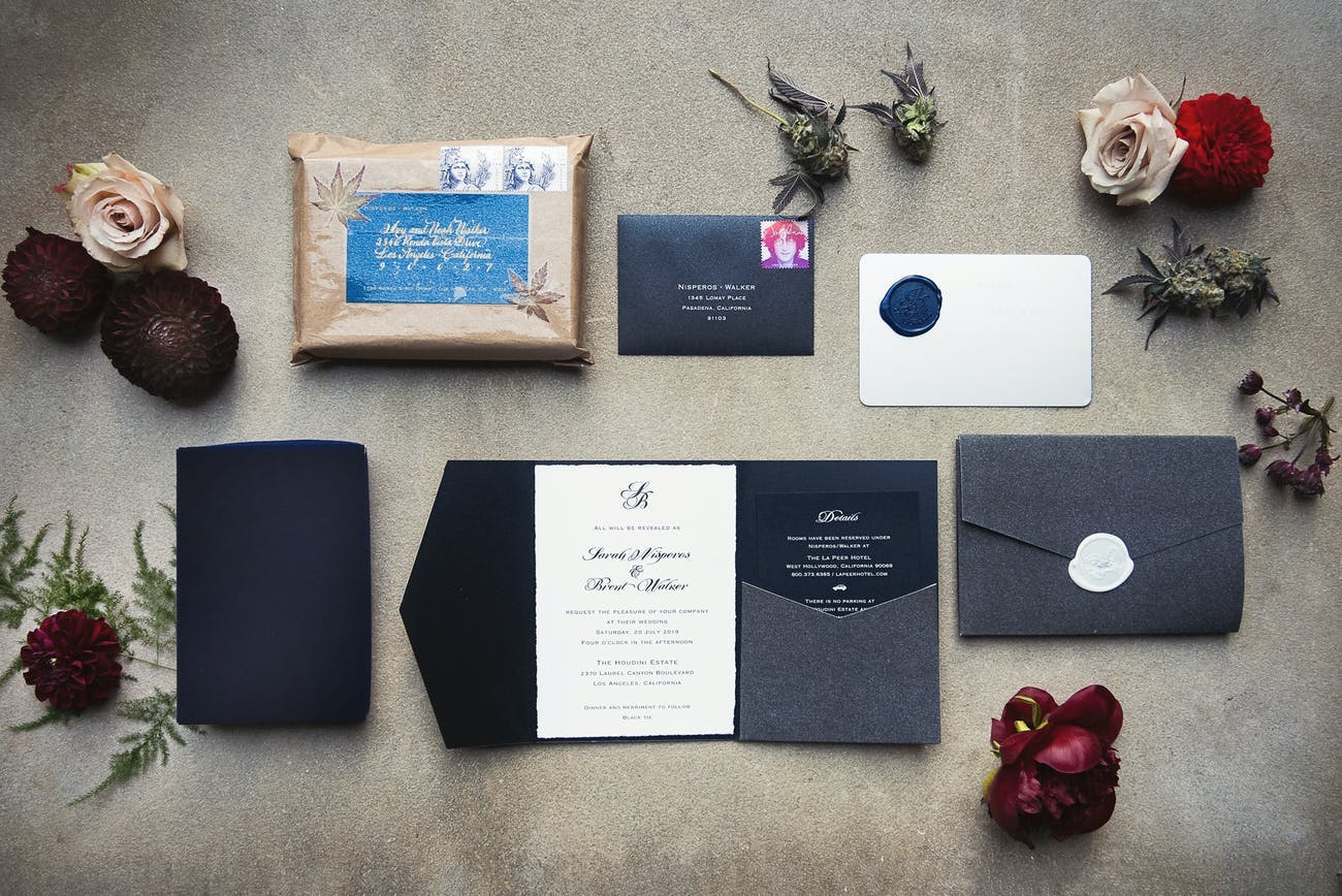 Cannabis-Themed Wedding Invitation Suite | PartySlate
