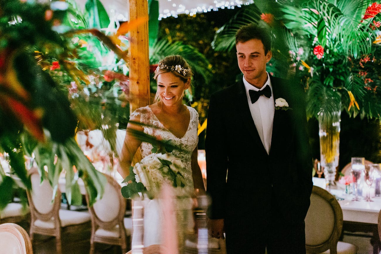 Tropical Theme Tented Socially Distanced Wedding | PartySlate