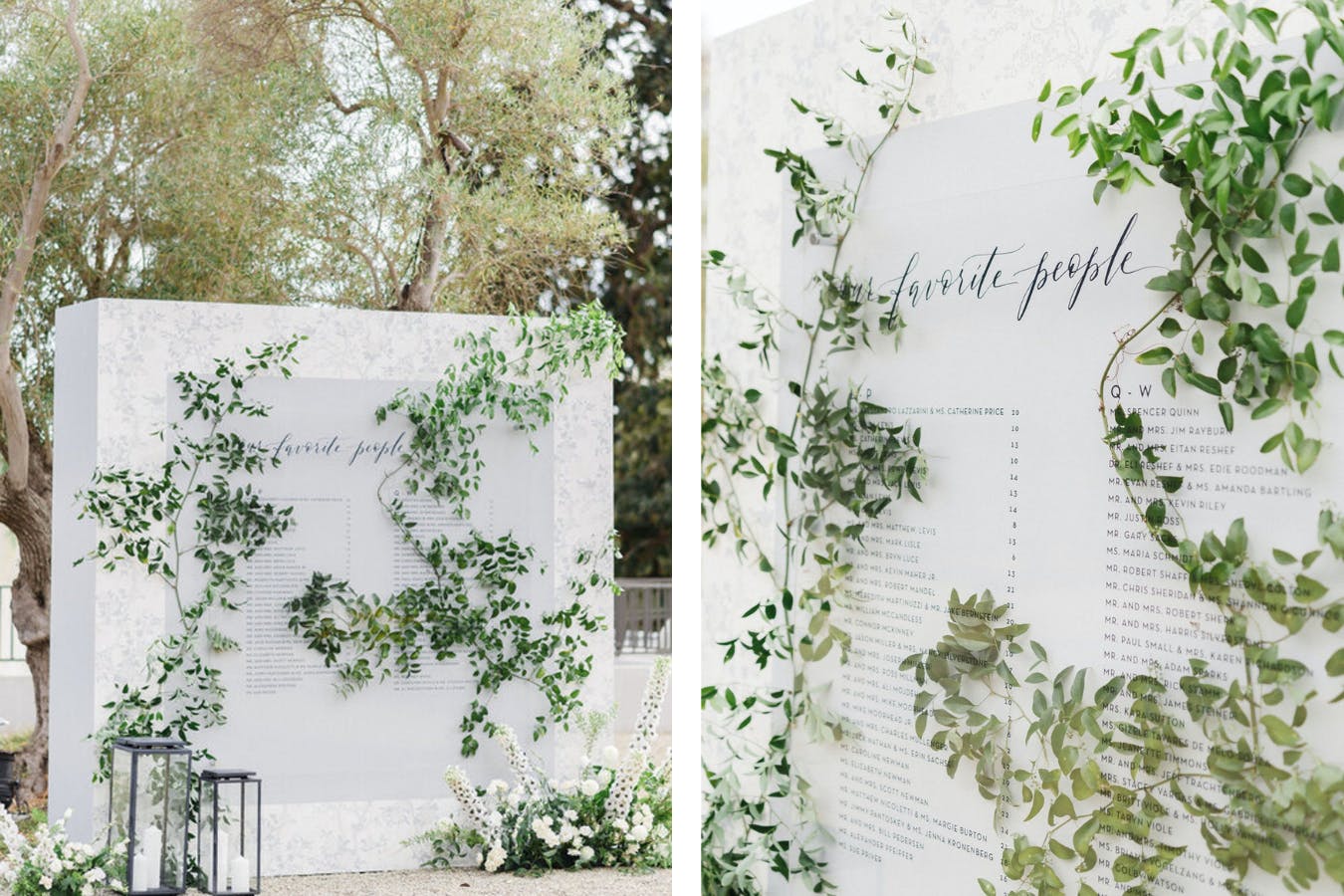 Ivy Wall Covered Wedding Seating Chart | PartySlate