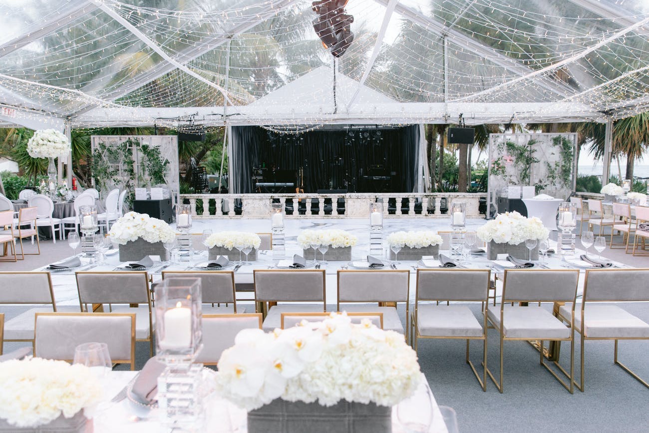 All White Fairytale Wedding In Clear Tent | PartySlate