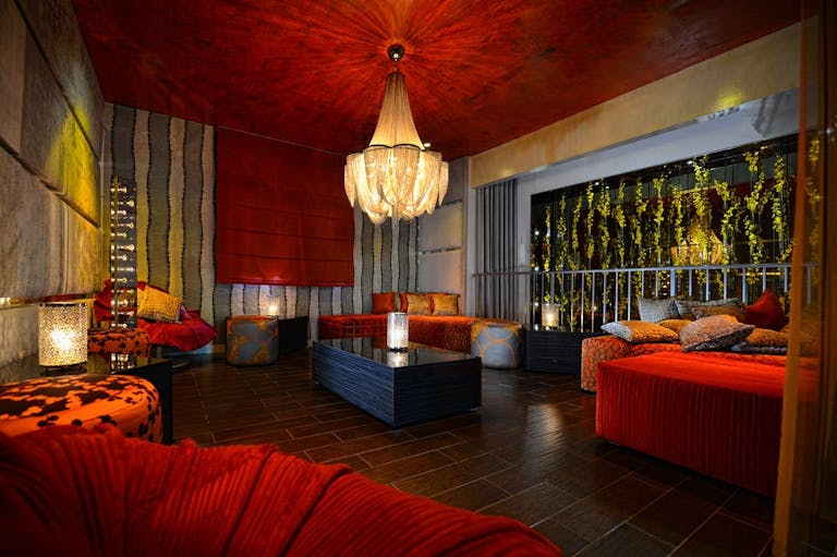 Barton G. Private Rooms Miami. Red With Textured Red Ceilings and Furniture | PartySlate