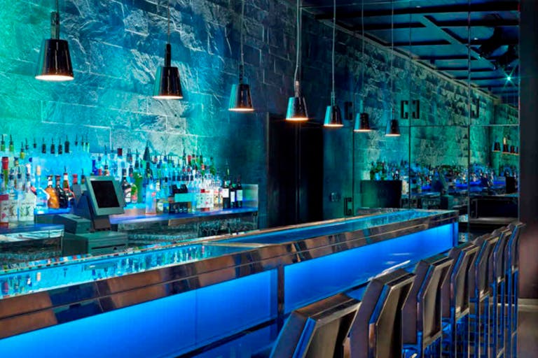 Miami Beach Hakkasan Bar With Blue and Green Uplighting | PartySlate
