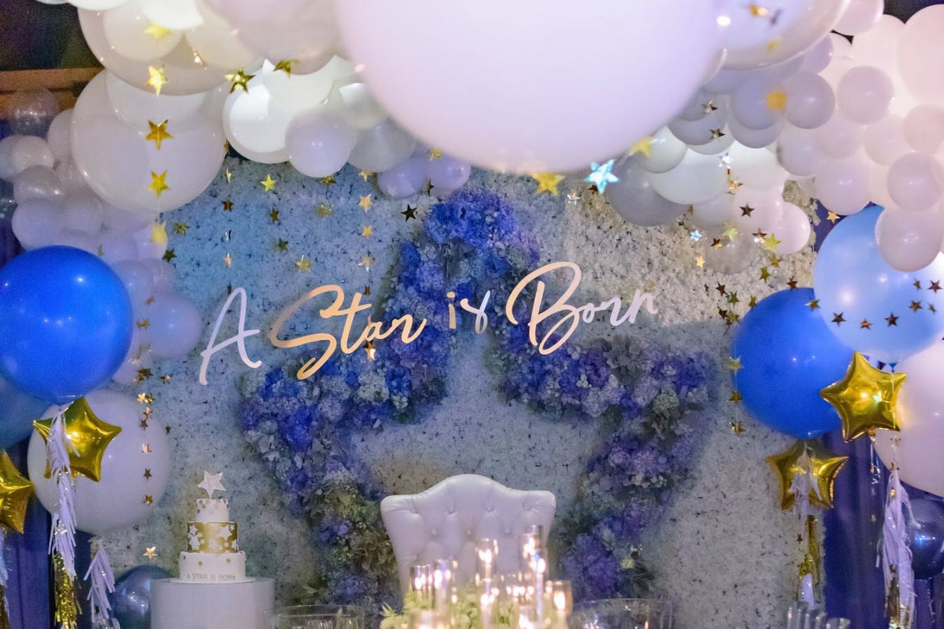 Celestial-Inspired Baby Shower Balloon Backdrop | PartySlate