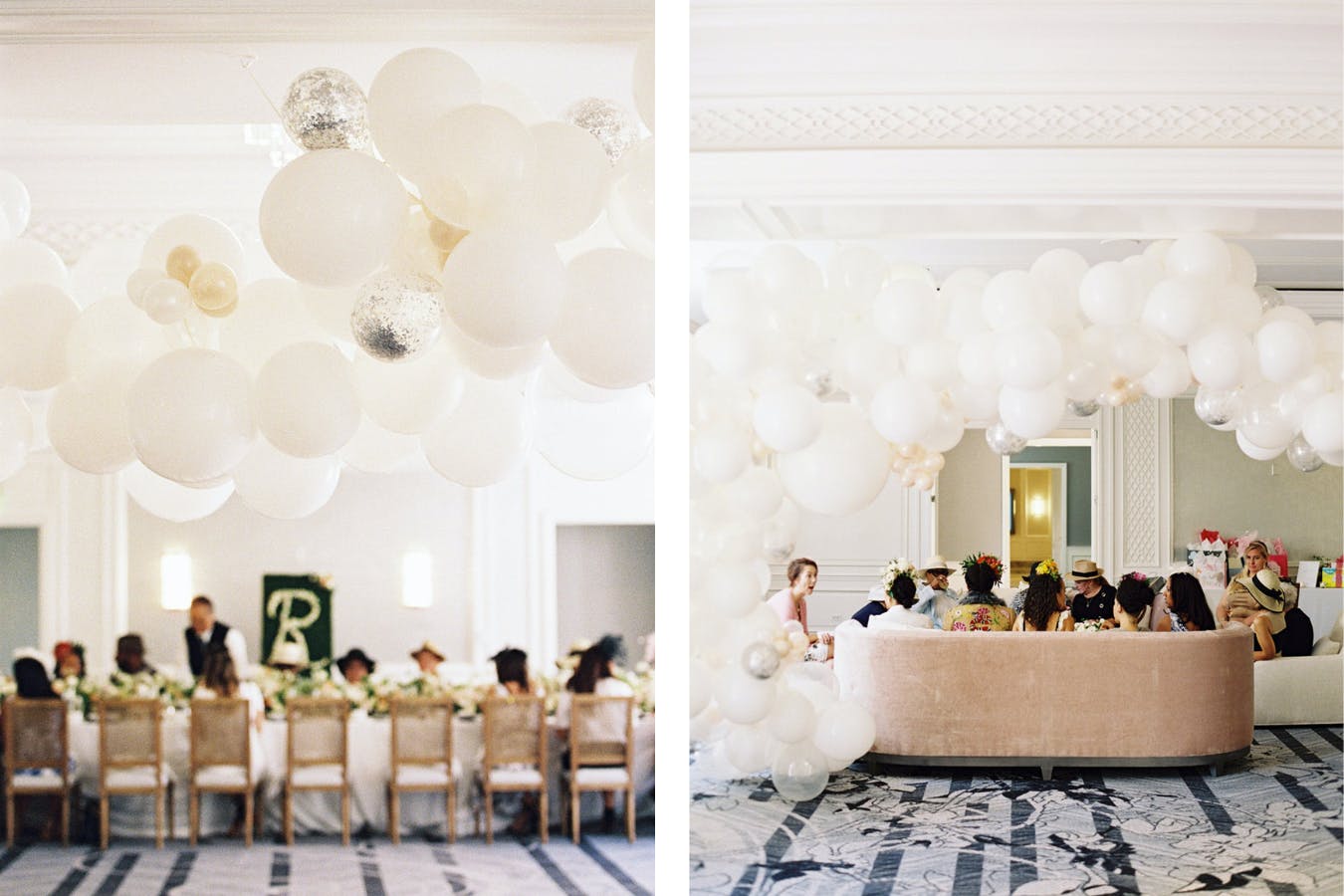 Whimsical White Floating Baby Shower Balloons | PartySlate