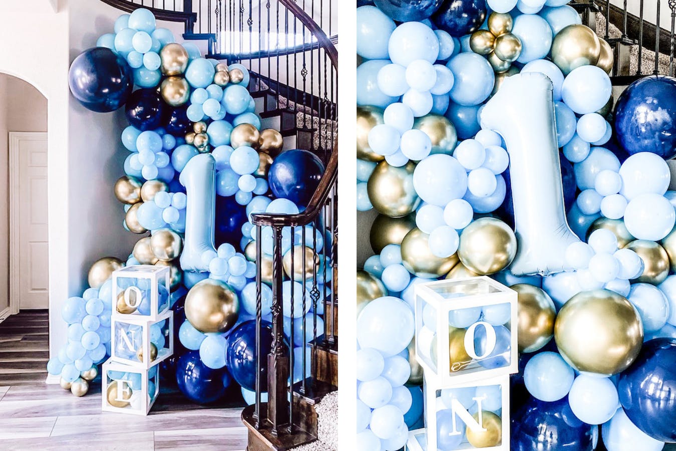 Winding Staircase Baby Shower Balloon Installation | PartySlate