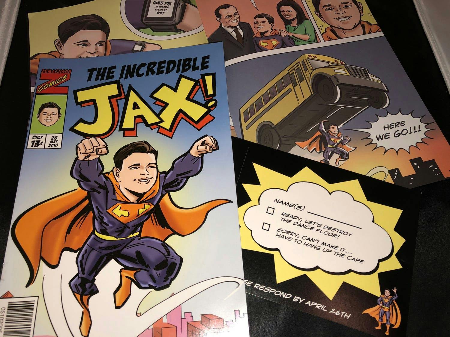 Superhero-Themed Invitation Suite for Bar Mitzvah | PartySlate