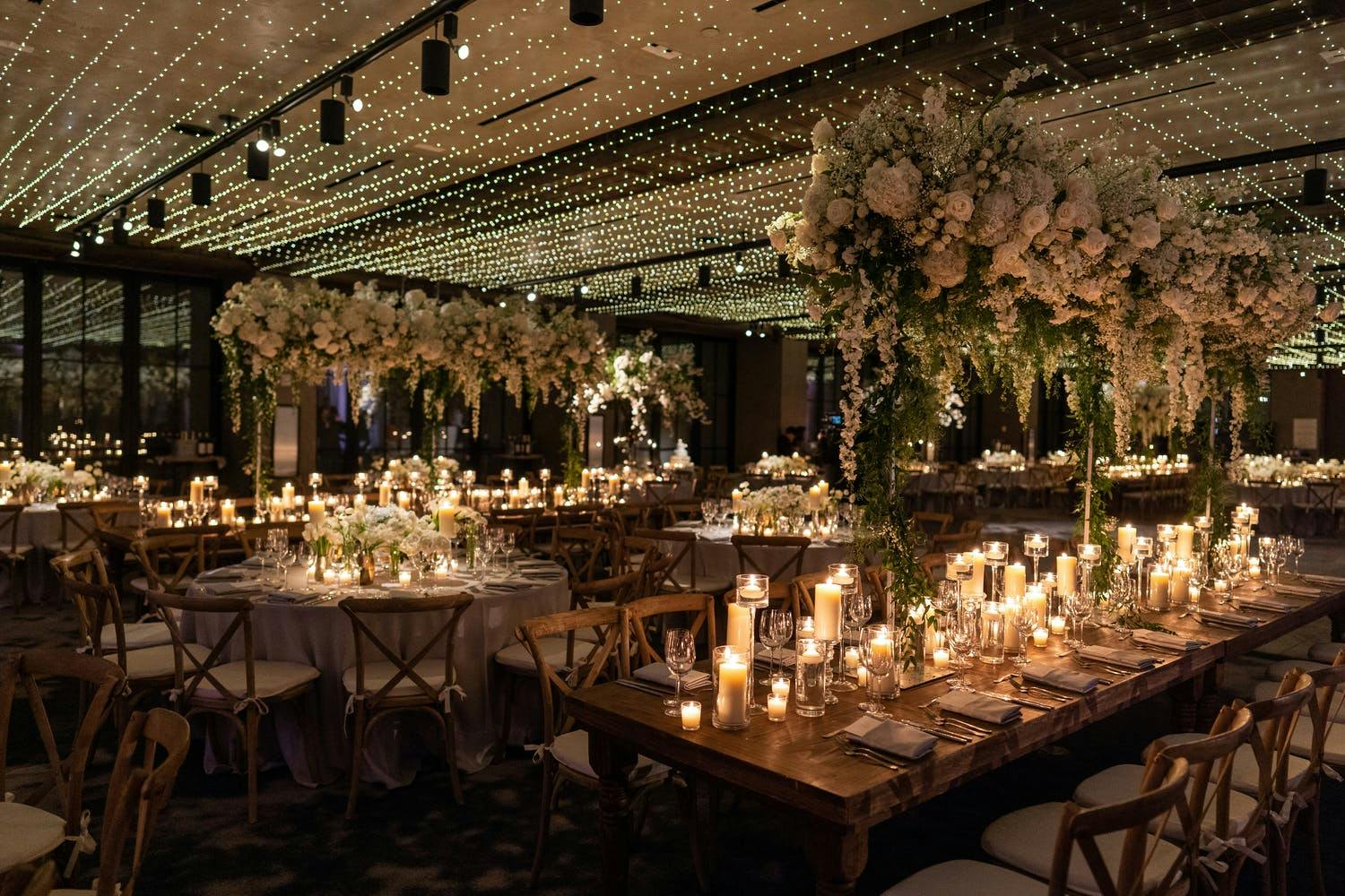 Wedding Ballroom With Canopy of Twinkling String Lights | PartySlate