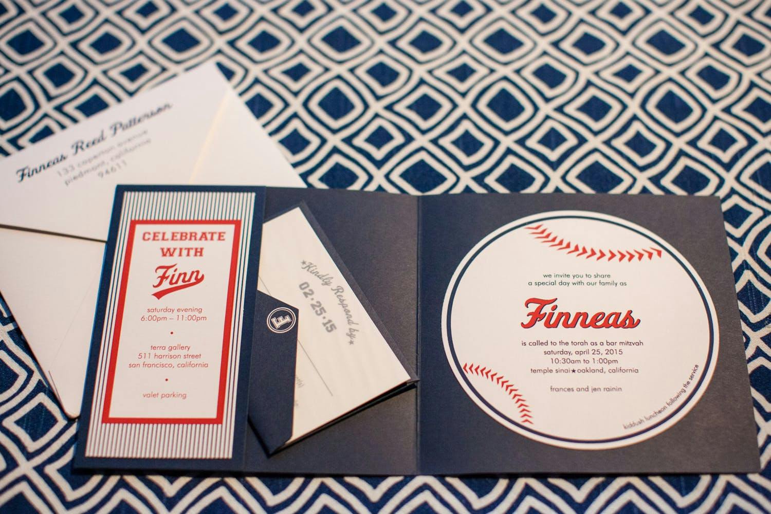 Baseball-Theme Invitation With Side Pocket | PartySlate
