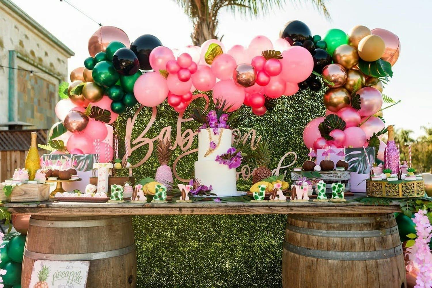 Tropical Baby Shower Balloon Arch | PartySlate
