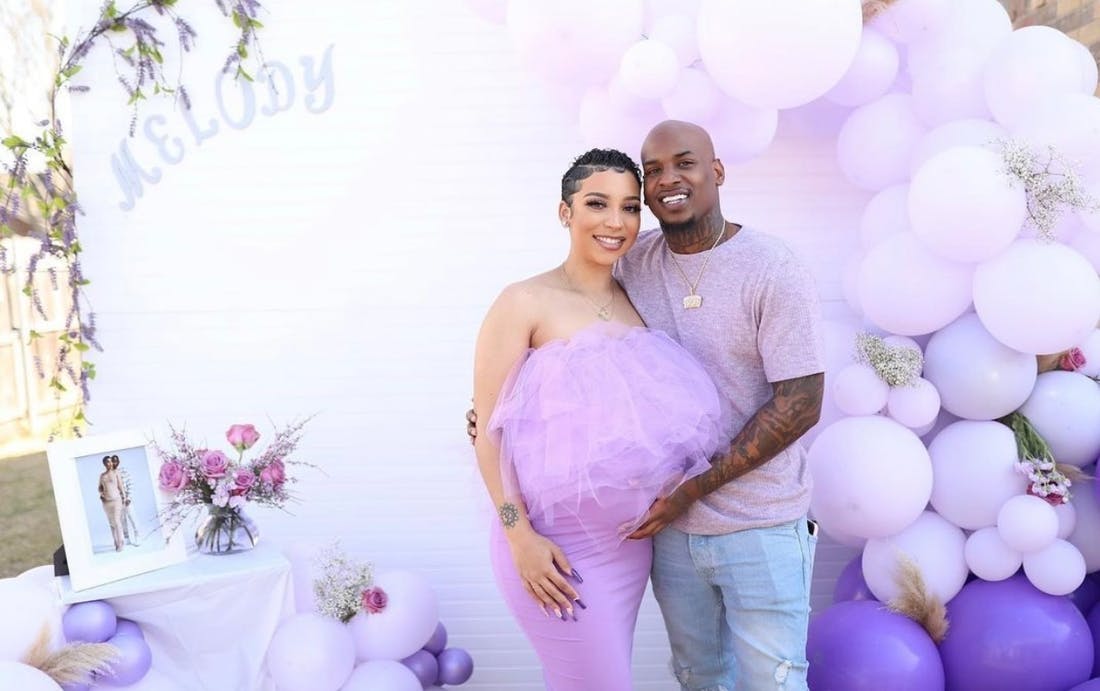 Baby Shower Backdrop in Dreamy Violet Hues | PartySlate
