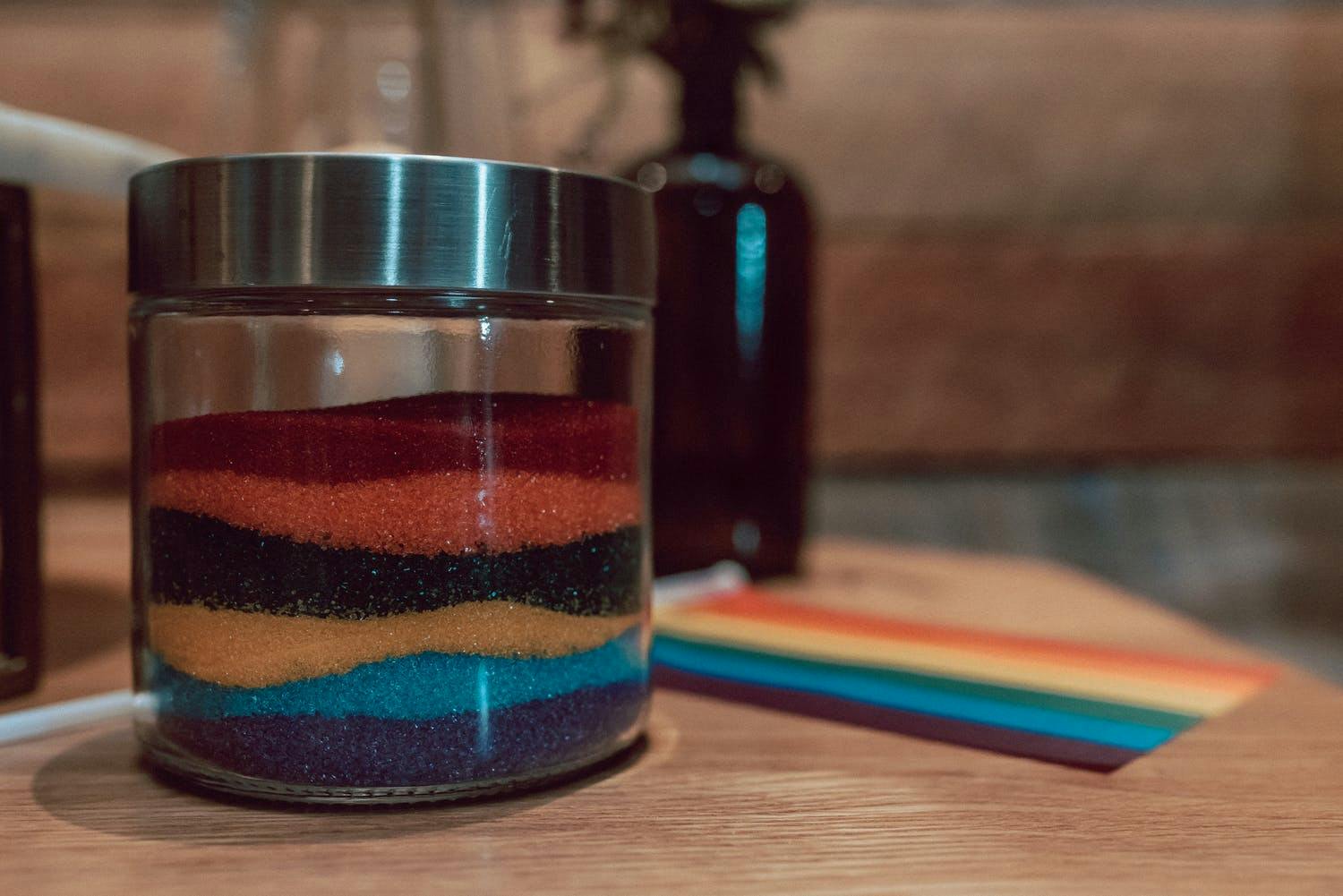 Rainbow Wedding Sand Ceremony Jar for Same-Sex Wedding | PartySlate