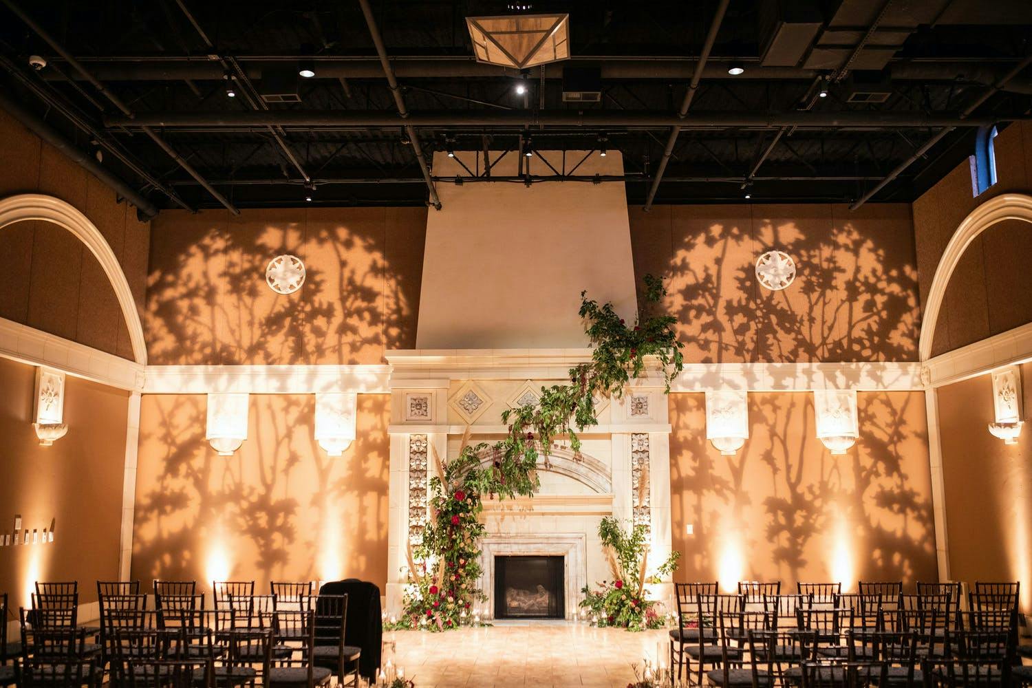 Rustic Winter Wedding Ceremony with Forest Projection Mapping in Background | PartySlate