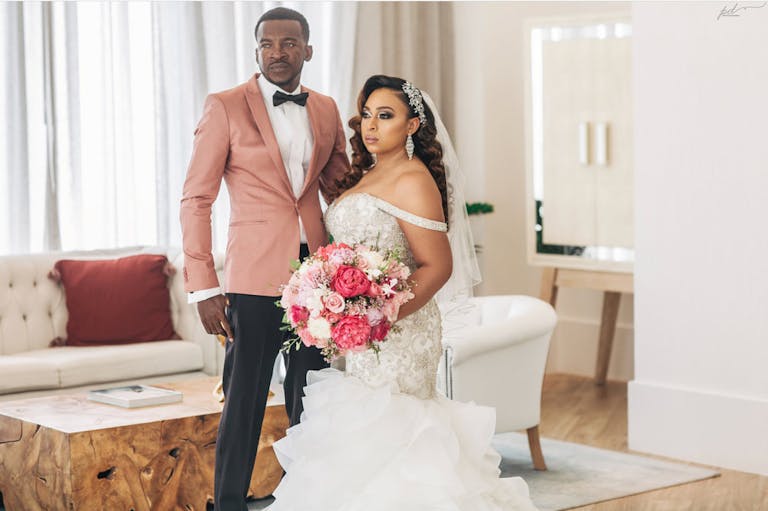 Bride and Groom Portrait with Makeup Done Done by Sarsha Lépeche Beauty | PartySlate