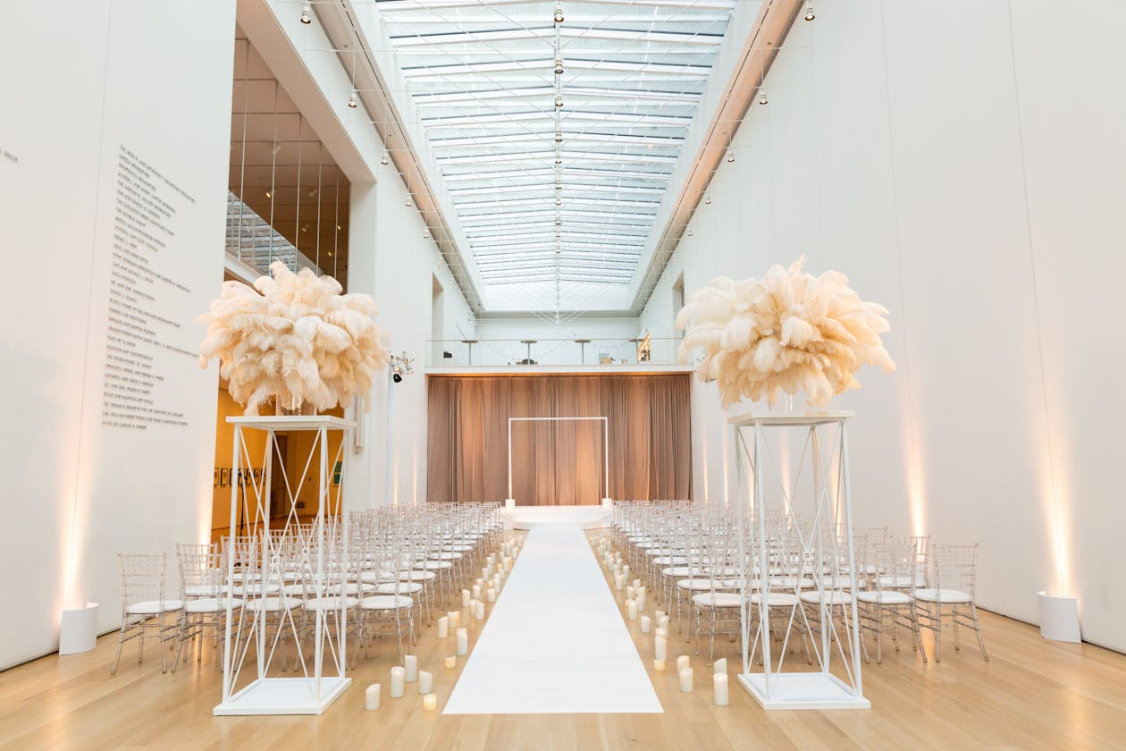 Boho-Chic Wedding Ceremony in Neutral Tones at The Art Institute of Chicago, a Unique Chicago Wedding Venue | PartySlate