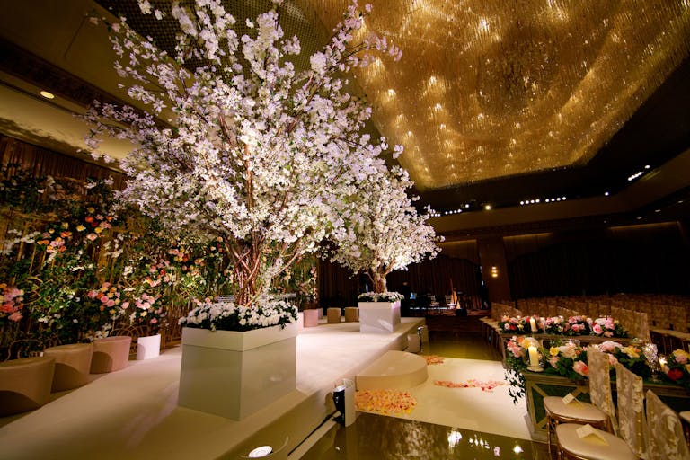 Opulent Wedding Ceremony With White Petaled Trees at The Ritz-Carlton, Chicago | PartySlate