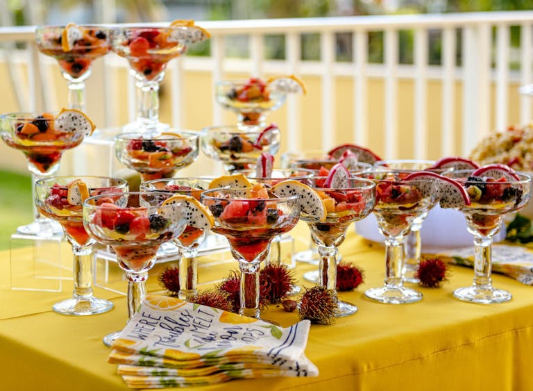 Fruit Cups in Martini Glasses for Bridal Shower Catering | PartySlate