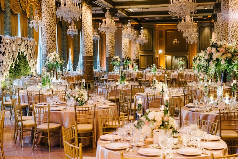 Wedding Reception at The Drake Hotel in Chicago With Abundant Greenery | PartySlate