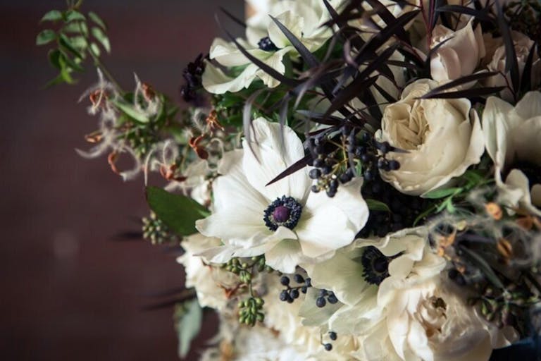 Wedding Bouquet Featuring Anemone Flowers by Kat Flower in Brooklyn, NY | PartySlate