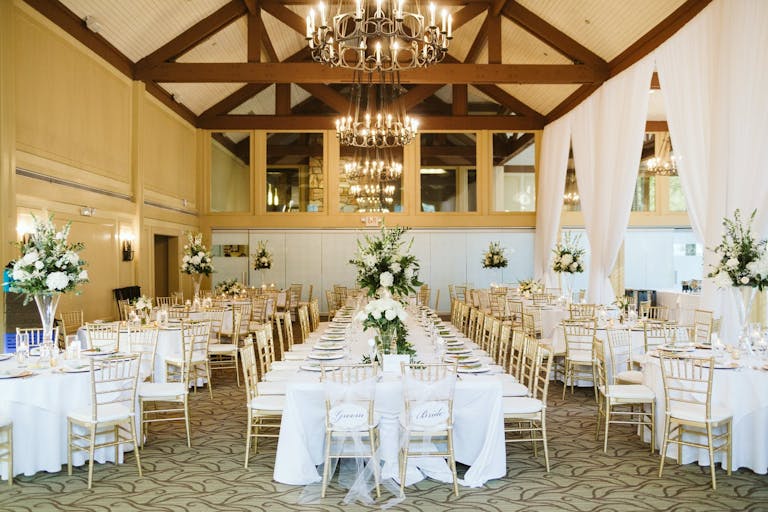 Elegant White Wedding Reception at The Country Club of the South in Johns Creek, GA | PartySlate