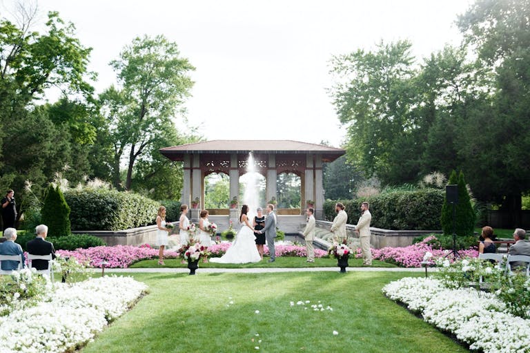 Outdoor Wedding Ceremony at Armour House Mansion & Gardens in Lake Forest, IL | PartySlate