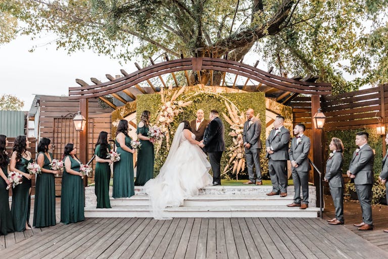 Outdoor fall wedding at Hughes Manor in Houston, TX | PartySlate