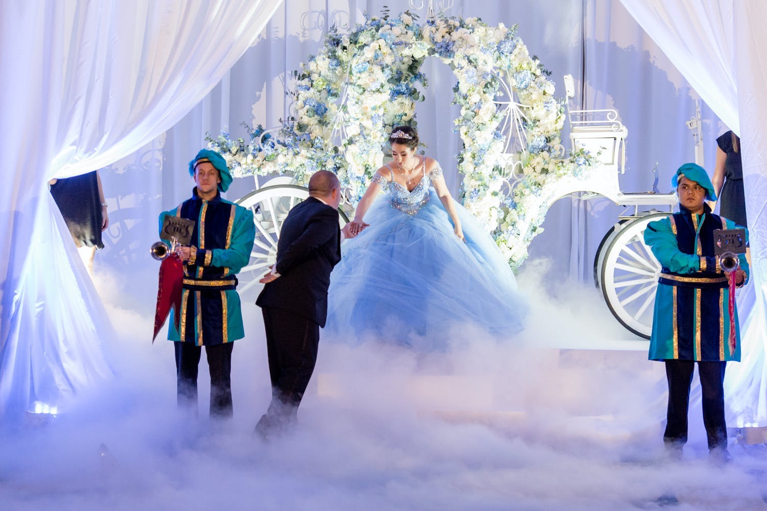 Grand Entrance from Cinderella's Carriage at Fairytale Quinceañera | PartySlate