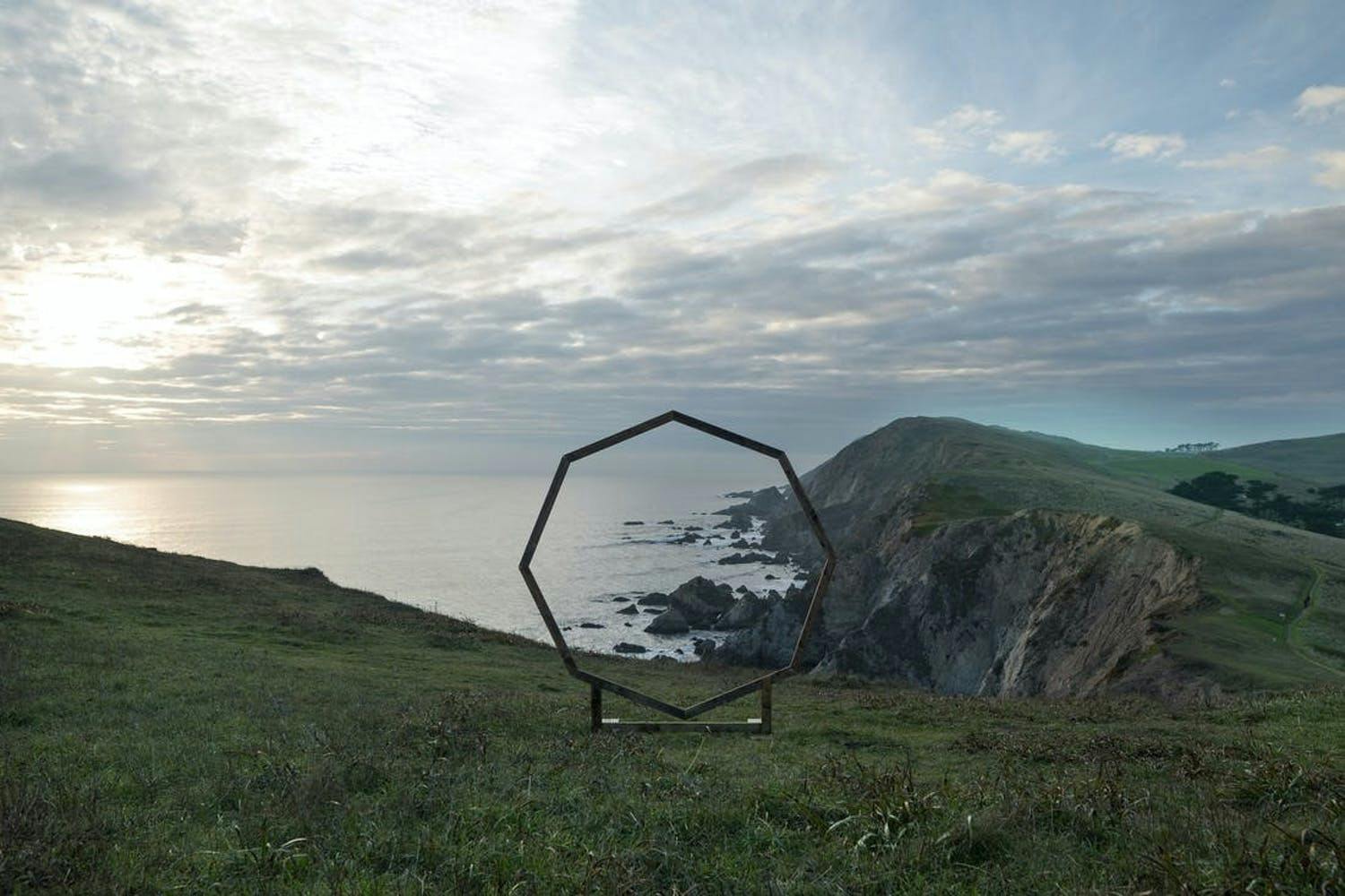 Octagonal wedding arch with views of the Marin Headlands of California | PartySlate