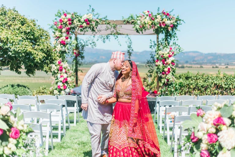 VIBRANT PINK AND GOLD VINEYARD WEDDING AT VIANSA SONOMA IN SONOMA, CA | PARTYSLATE
