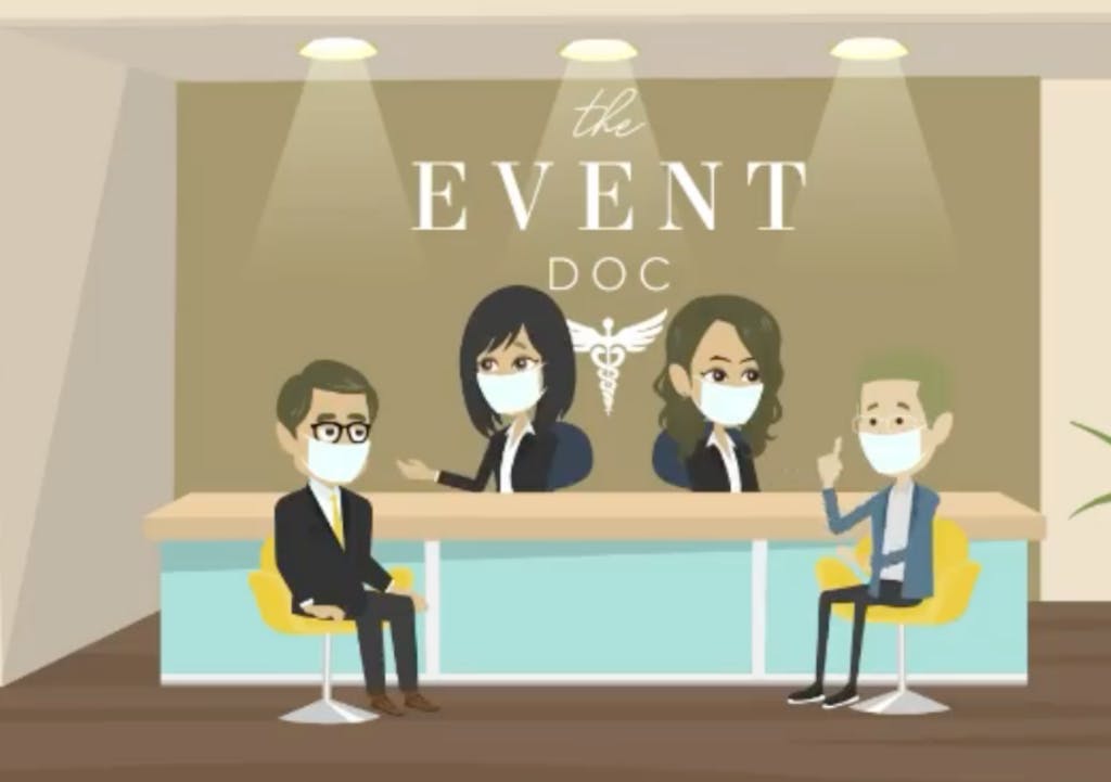 Cartoon of The Event Doc check in process | PartySalte