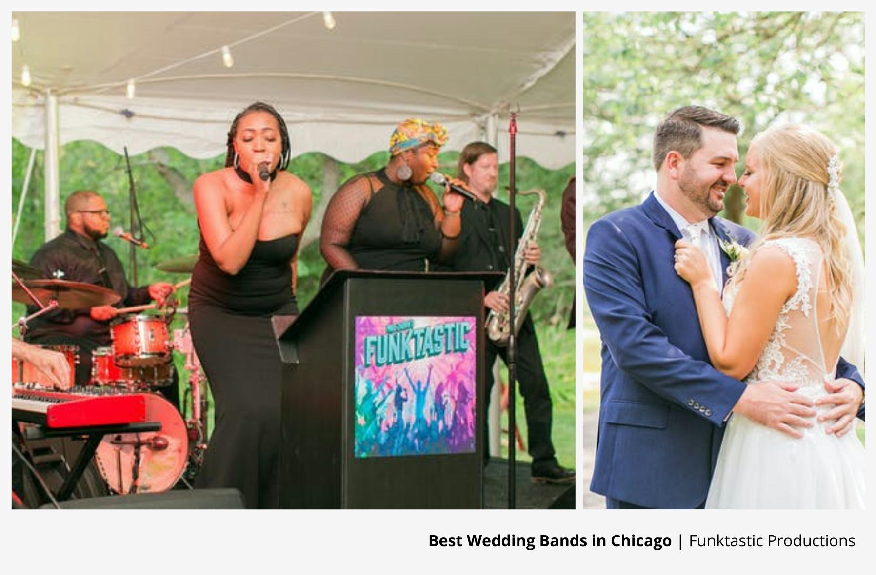 Funktastic Productions Singing to Bride and Groom Dancing Together Outside | PartySlate