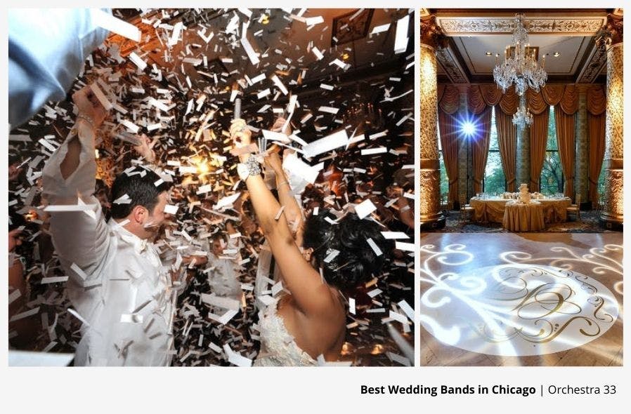 White Confetti Falling at Elegant Wedding While The Orchestra 33 Plays | PartySlate