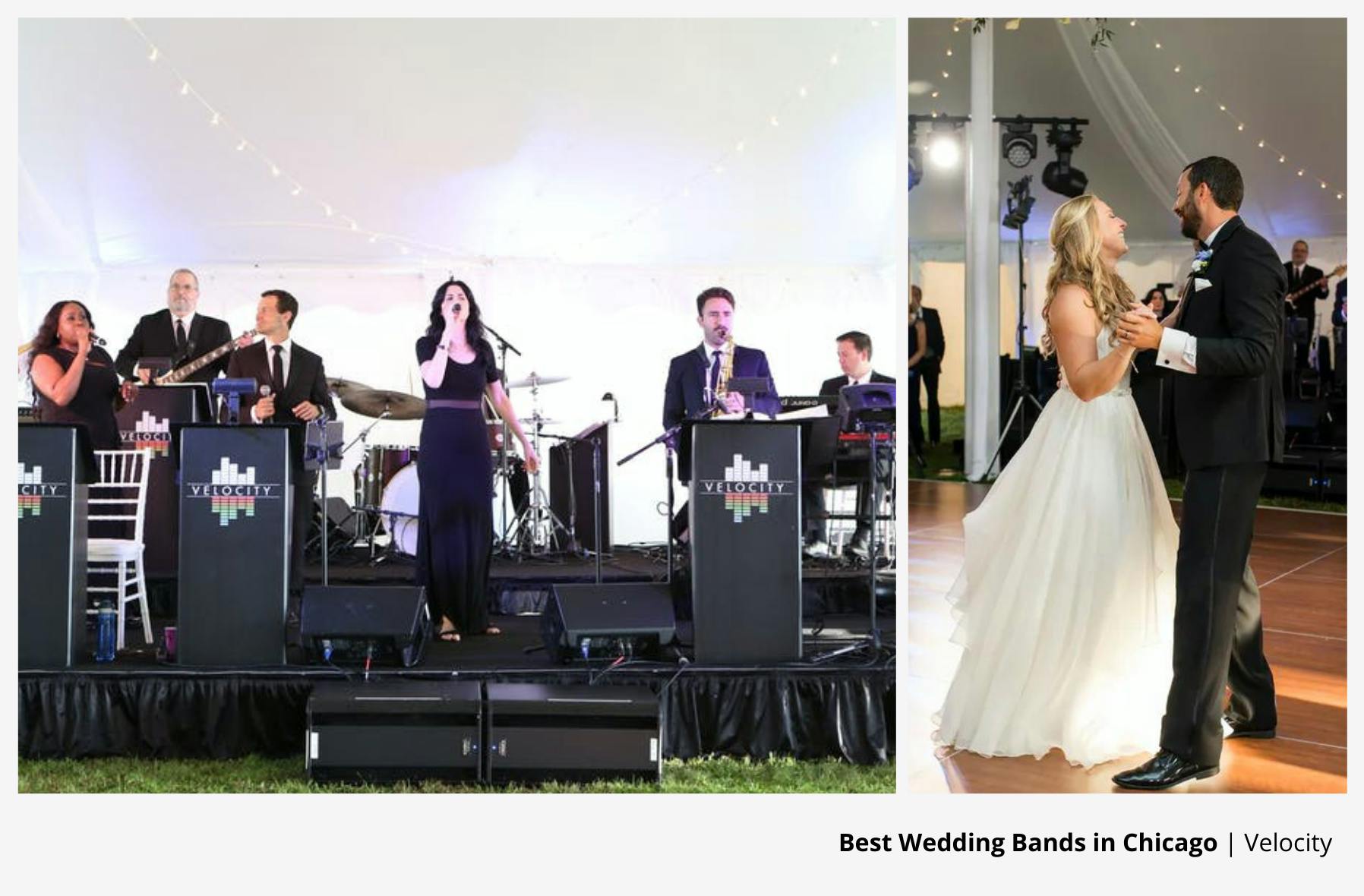 Velocity Best Wedding Band Chicago Performing on Stage For Bride and Groom First Dance | PartySlate
