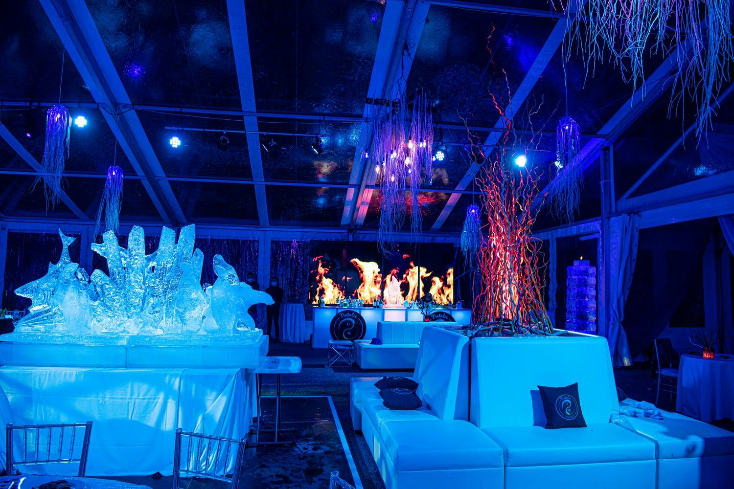Tented Bat Mitzvah Reception With Fire and Ice Party Theme | PartySlate