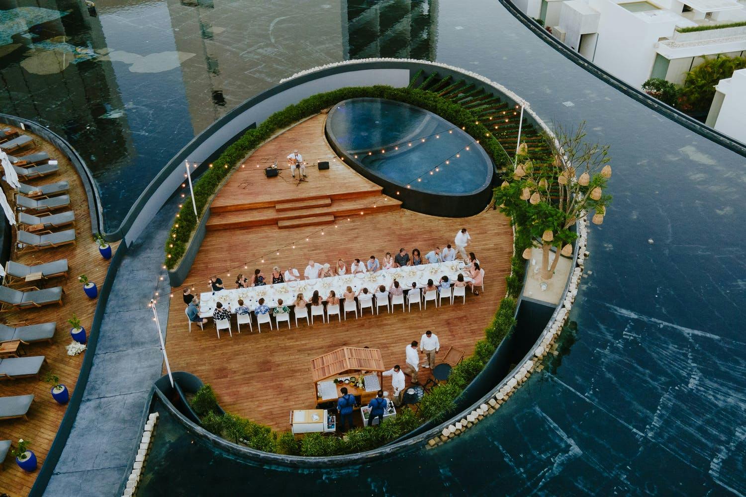 Aerial view of Boho Cabo Wedding Reception | PartySlate