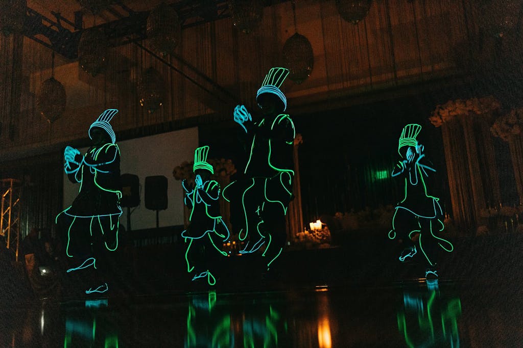 Dancers in LED costumes perform at Indian wedding reception | PartySlate