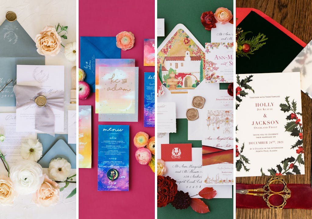 Four invitation suites: spring, summer, fall, winter | PartySlate