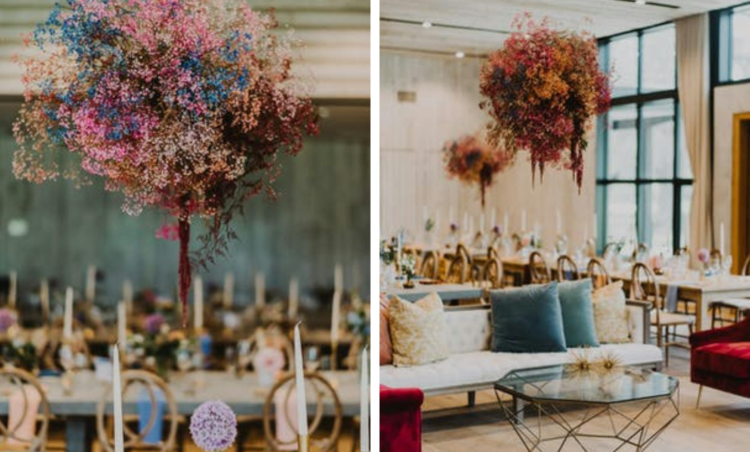 Whimsical clouds of colorful baby’s breath