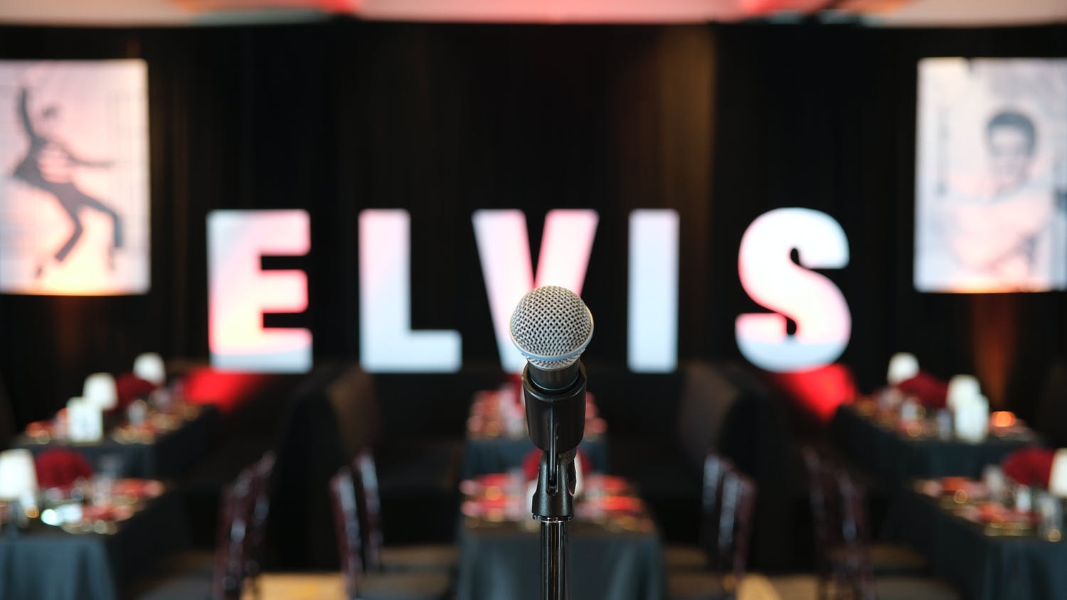 Elvis Inspired Party with Light Up Letters and Stage | PartySlate
